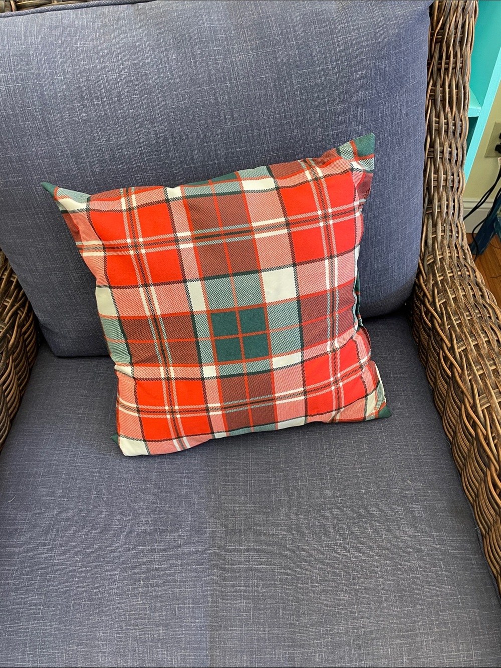 Plaid Holiday Throw Pillow - Red and Green